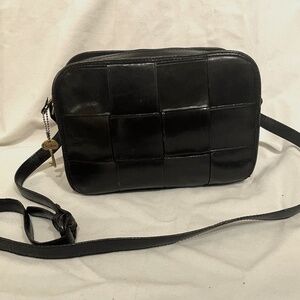 Black leather shoulder bag